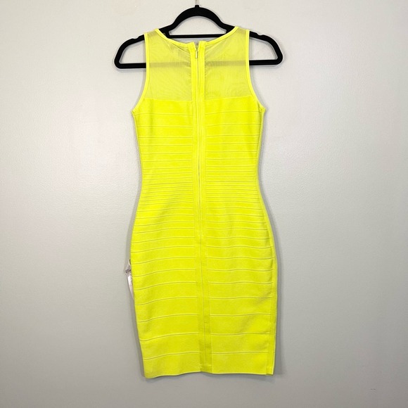 Dress the Population Yellow Chartreuse Mesh Bodycon Mini Aitana Dress Medium NWT - Picture 2 of 9